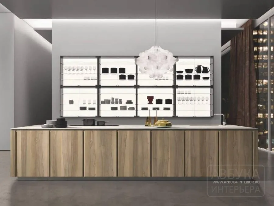 Кухня W75 со стеклянными фасадами сверху из Италии – купить в интернет магазине