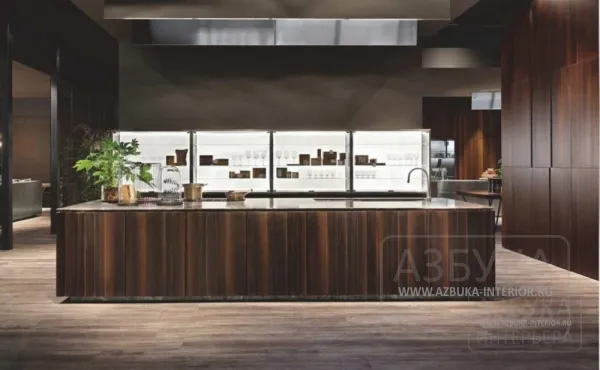Кухня W75 со стеклянными фасадами сверху Rossana  — купить по цене фабрики